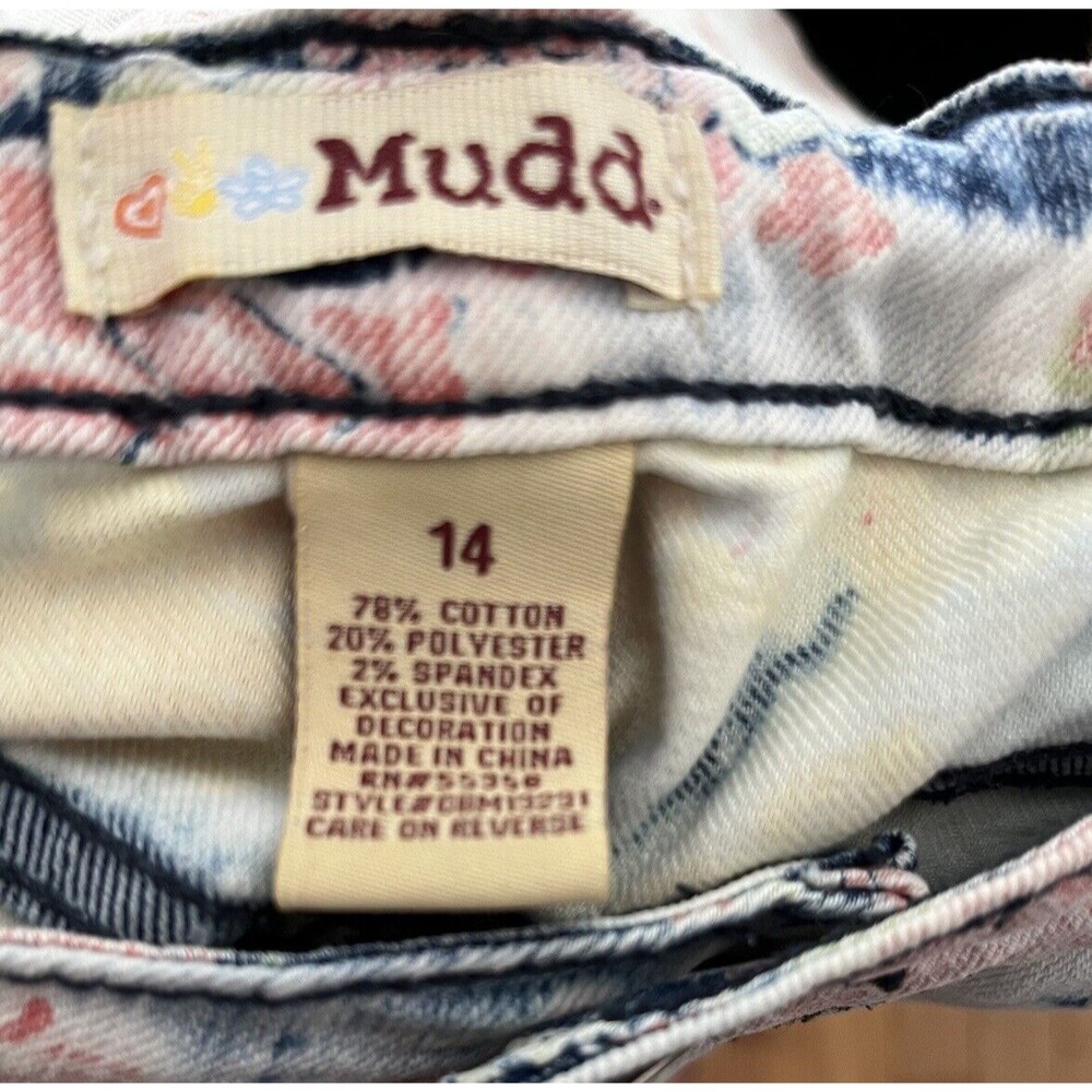 MUDD Light ANKLE Jeans Jeggings Antique Rose Pattern, Lt. Blue Size 14 - Picture 2 of 4